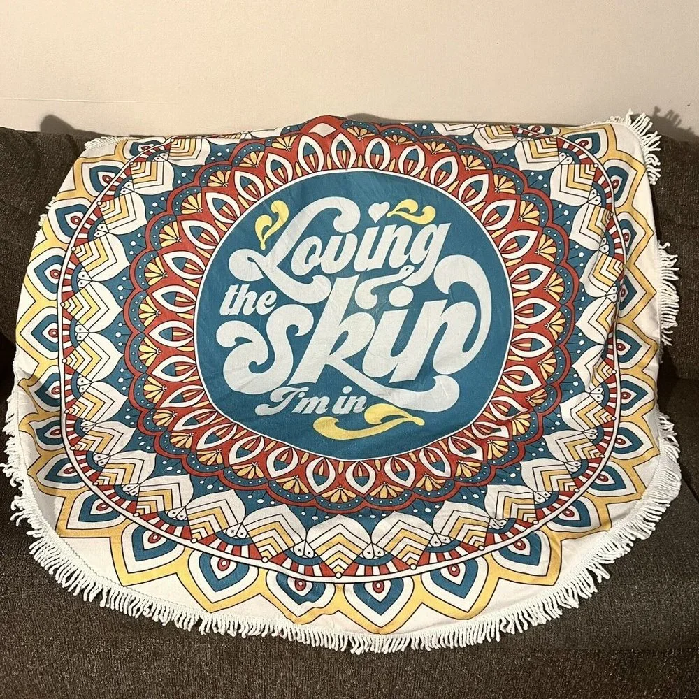 Boho Mandala Tapestry Throw Fringe Boho 60” Round Loving The Skin I’m In
